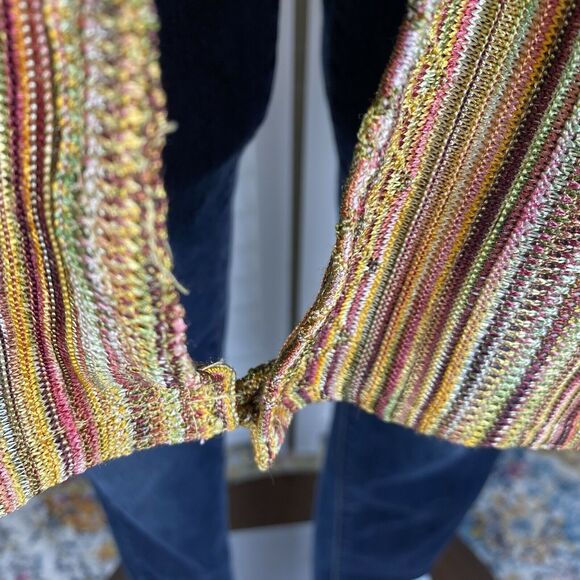 Heydari Twin Set Tank Top Cardigan Sweater Shimmer Striped Lagenlook Art Size L - Picture 3 of 11